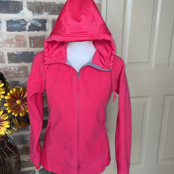 Columbia Benton Springs Fuchsia Hot Pink Full Zip Fleece Hoodie Gray Accents - Picture 9 of 16